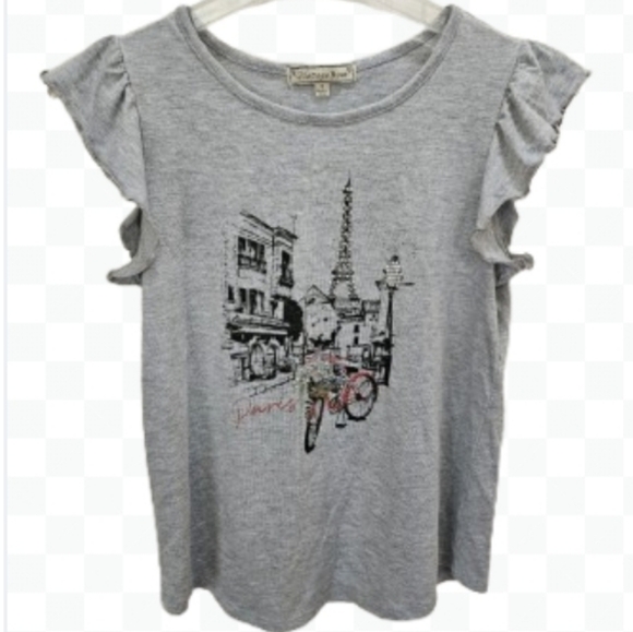 Vintage Rose Gray Paris Decor Tee Sz Med - Picture 1 of 6